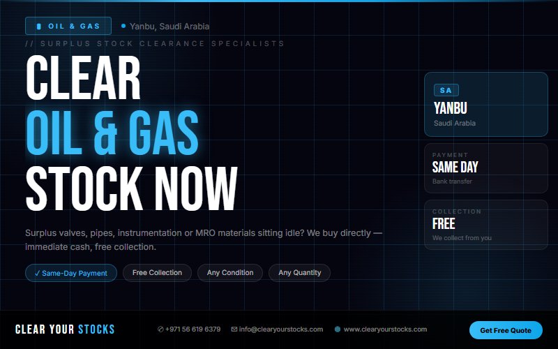 We Are Buying Oil & Gas Surplus Stock in Yanbu, Saudi Arabia Right Now