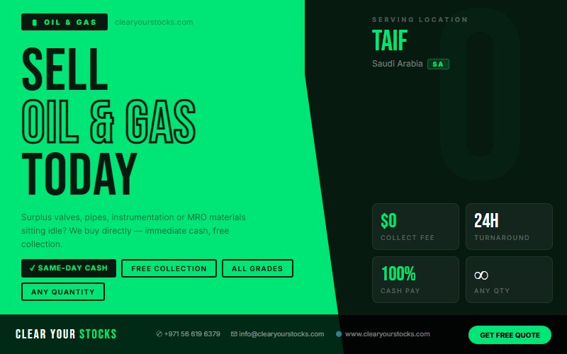 Struggling with Unsold Oil & Gas in Taif, Saudi Arabia? Here Is the Fastest Solution