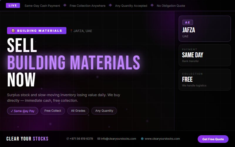 Sell Non-Moving Building Materials Inventory Near JAFZA, UAE — Instant Cash Payment