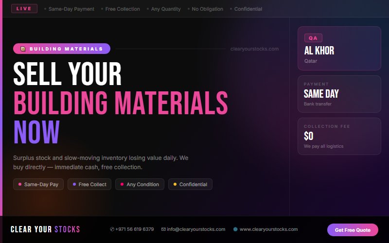 Al Khor, Qatar Building Materials Stock Clearance Specialists — Clear Your Stocks 2026