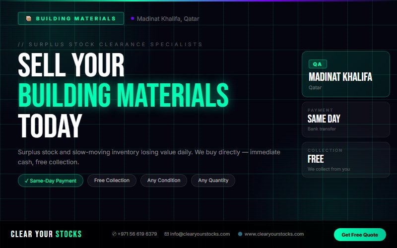Non-Moving Stock Buyers Qatar — Building Materials | Madinat Khalifa, Qatar Same Day Pay