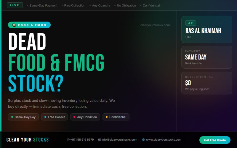 Non-Moving Food & FMCG Stock in Ras Al Khaimah, UAE? Clear Your Stocks Buys It Today