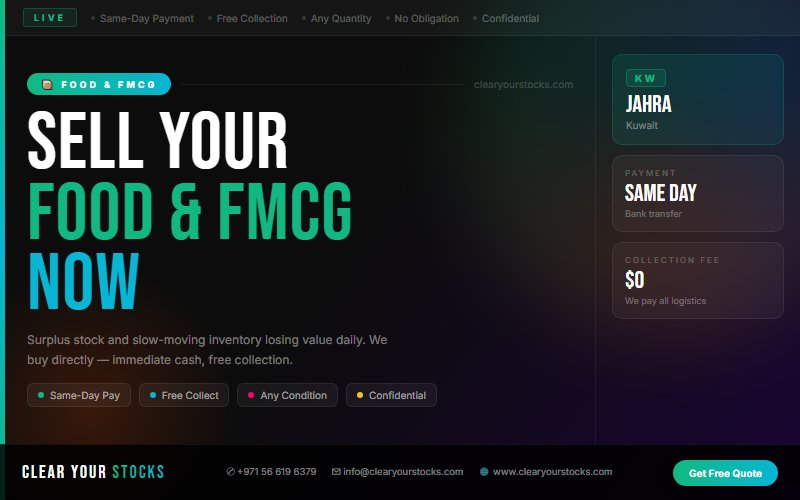 Non-Moving Food & FMCG Stock in Jahra, Kuwait? Clear Your Stocks Buys It Today
