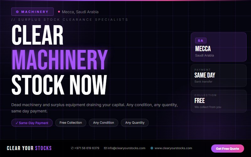 Non-Moving Stock Buyers Saudi Arabia — Machinery | Mecca, Saudi Arabia Same Day Pay