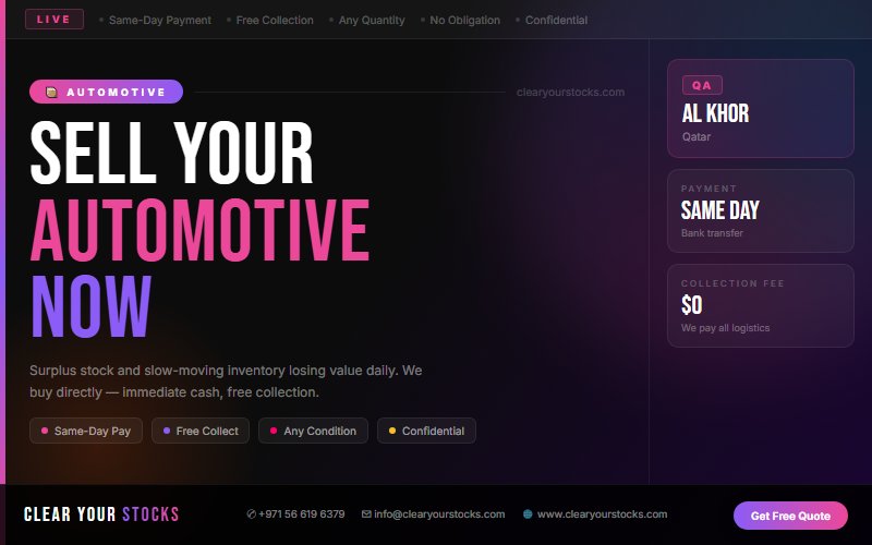Sell Your Excess Automotive Materials in Al Khor, Qatar — Quick Fair Payment