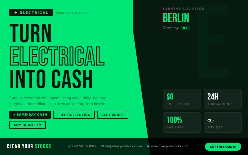 Electrical Dead Stock Buyers Near Berlin, Germany — Free Collection Anywhere