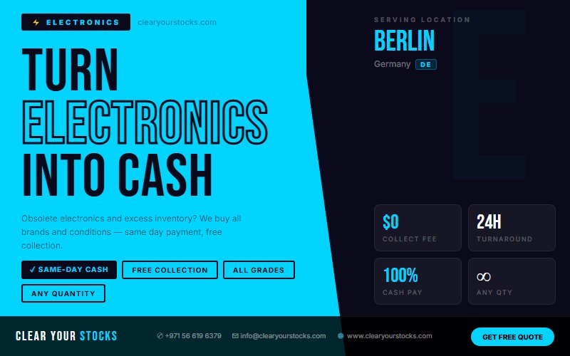 Germany Dead Stock Buyers for Electronics — Any Quantity Near Berlin, Germany