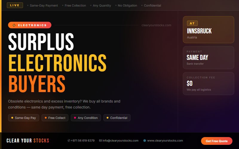 Get Immediate Cash for Your Surplus Electronics Stock in Innsbruck, Austria Today