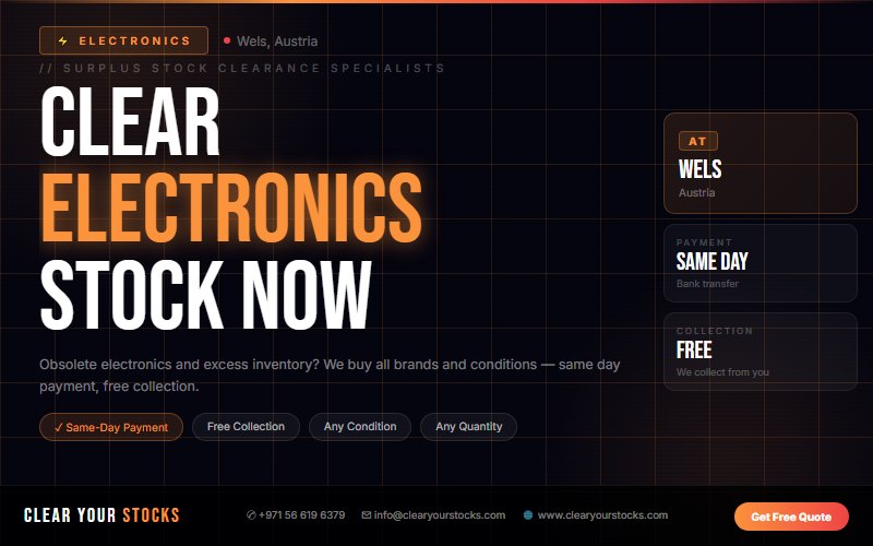 Liquidate Your Electronics Stock in Wels, Austria — Clear Your Stocks Pays Same Day