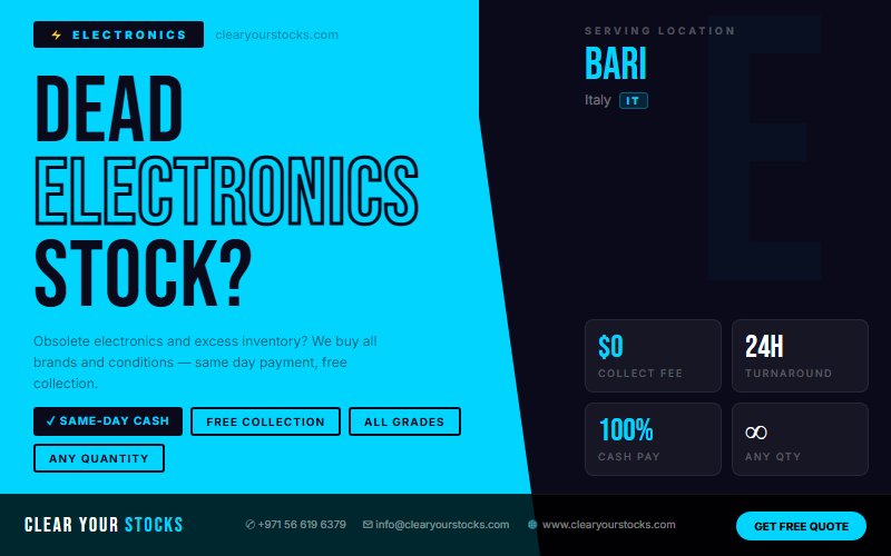 Excess Electronics in Bari, Italy? We Buy Any Quantity with Immediate Payment