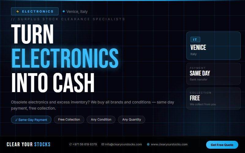 We Purchase Electronics Dead Stock in Venice, Italy — Free Collection, Instant Pay