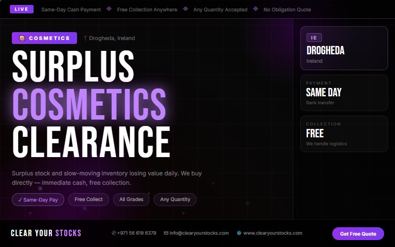 Dead Stock Buyers Near Drogheda, Ireland — Cosmetics Clearance with Same Day Pay