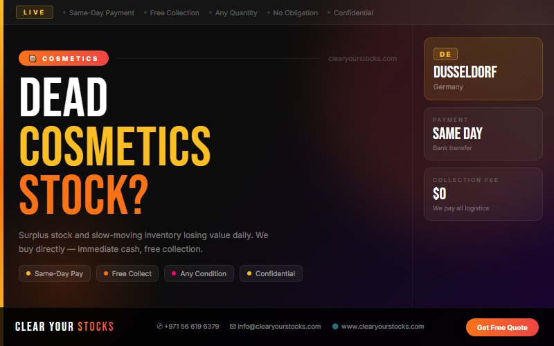 Liquidate Your Cosmetics Stock in Dusseldorf, Germany — Clear Your Stocks Pays Same Day