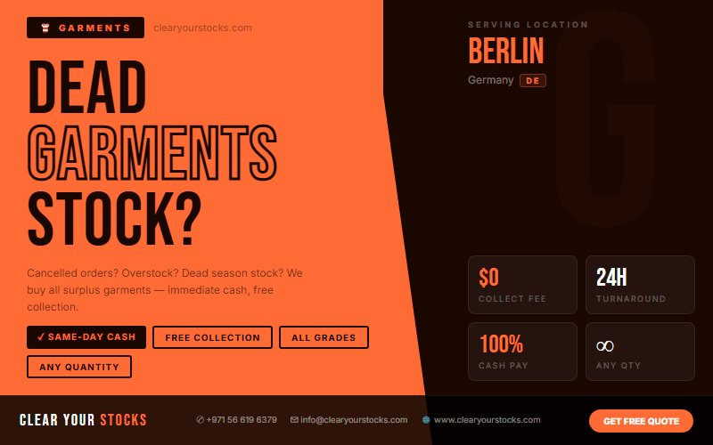 Slow-Moving Garments Stock in Berlin, Germany? We Are Your Best Buyer