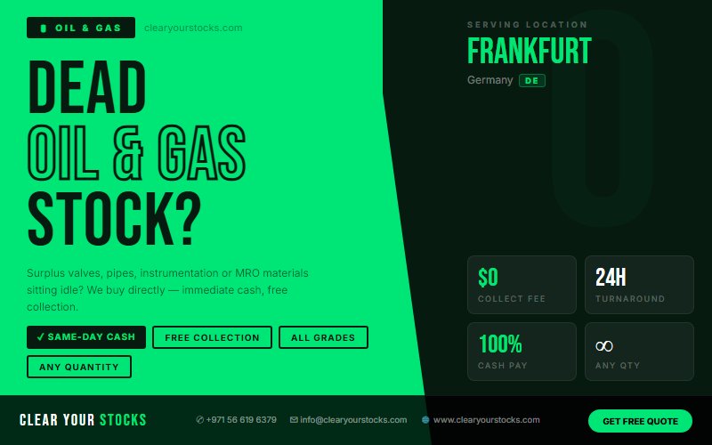 Dead Oil & Gas Stock in Frankfurt, Germany? We Purchase It Immediately