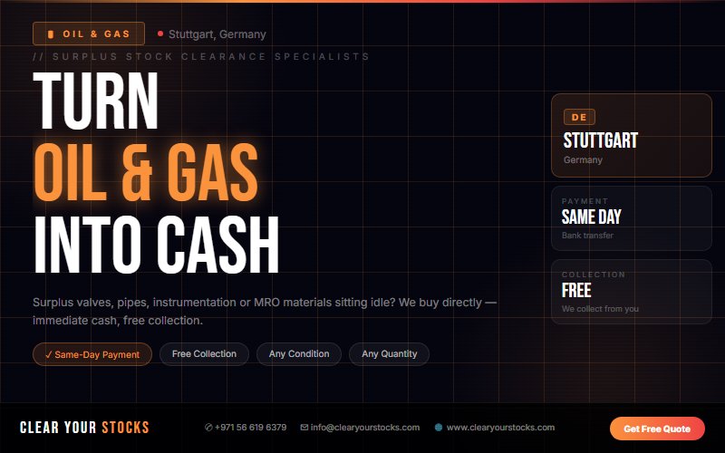 Dead Stock Buyers Near Stuttgart, Germany — Oil & Gas Clearance with Same Day Pay