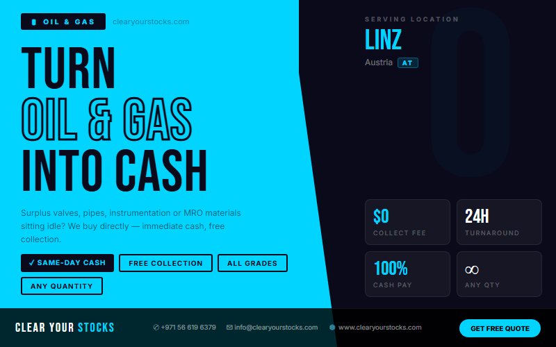 Clear Your Oil & Gas Warehouse in Linz, Austria — We Buy Everything