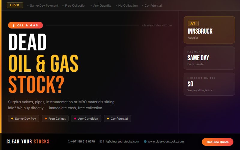 Innsbruck, Austria Businesses: Sell Your Excess Oil & Gas Stock — No Hassle