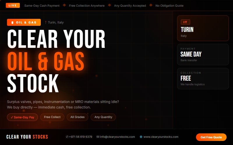 How to Sell Surplus Oil & Gas Stock in Turin, Italy and Get Paid the Same Day