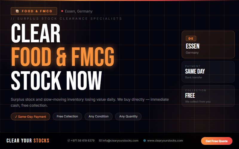 Non-Moving Food & FMCG Stock in Essen, Germany? Clear Your Stocks Buys It Today