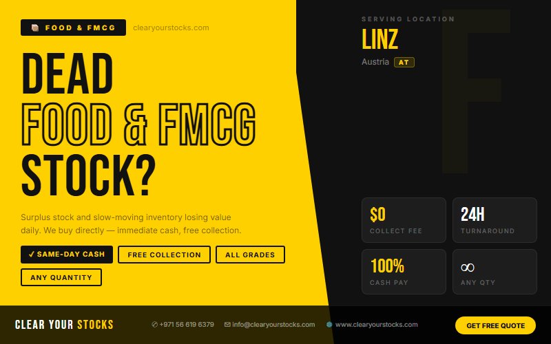 We Are Buying Food & FMCG Surplus Stock in Linz, Austria Right Now