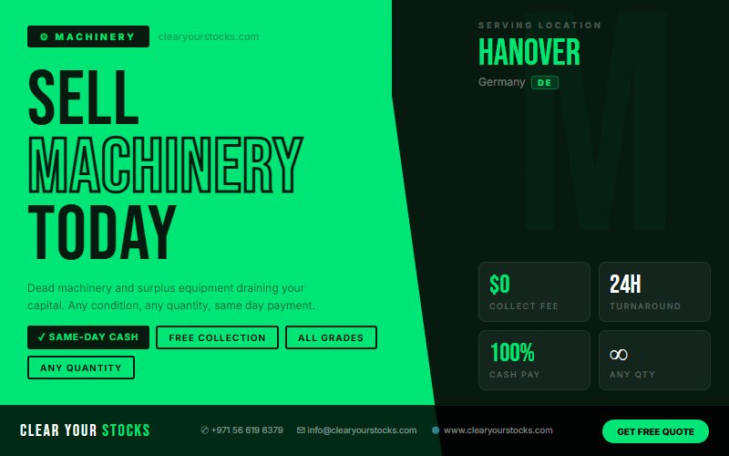 Your Machinery Inventory Is Losing Value in Hanover, Germany — Sell It Today