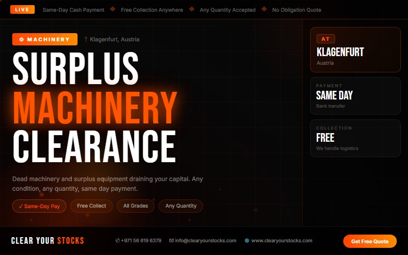 How to Sell Surplus Machinery Stock in Klagenfurt, Austria and Get Paid the Same Day