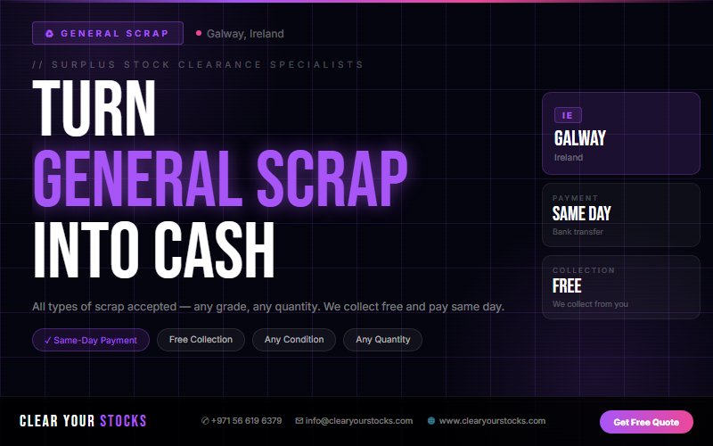 General Scrap Dead Stock Buyers Near Galway, Ireland — Free Collection Anywhere