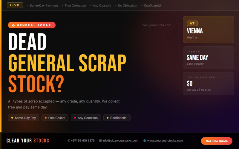 Surplus General Scrap Buyers in Vienna, Austria — Immediate Payment Any Quantity