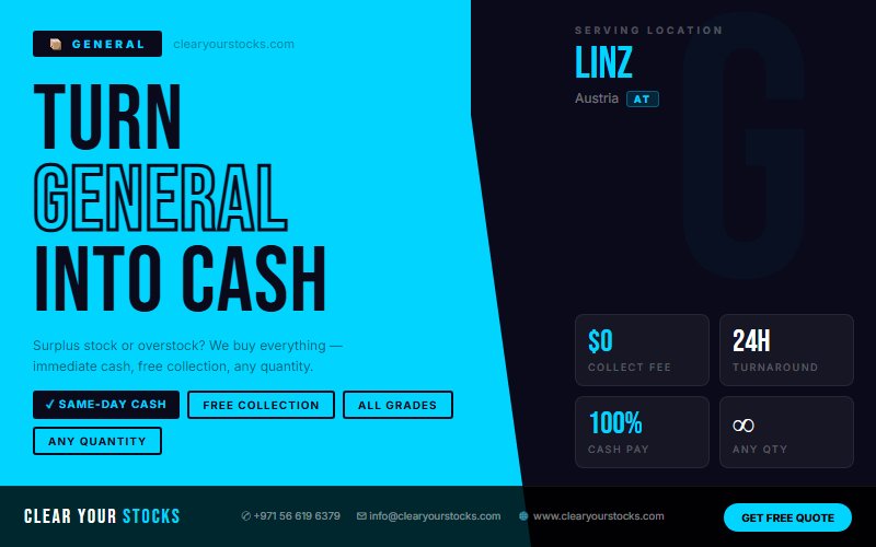 Excess General in Linz, Austria? We Buy Any Quantity with Immediate Payment
