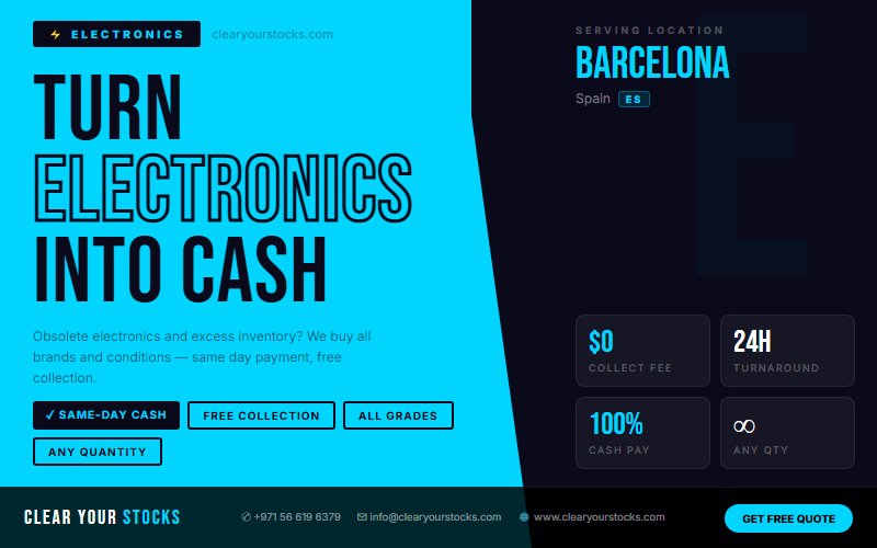 Compradores de productos electrónicos con exceso de existencias en España: liquide su almacén en Barcelona, ​​España hoy