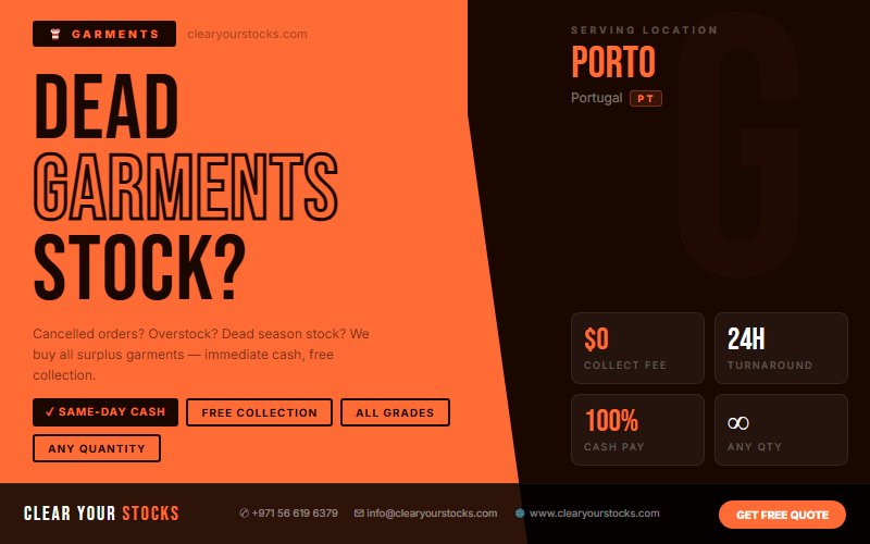 Venda o seu stock de roupas mortas em qualquer lugar de Portugal — Pagamento Rápido