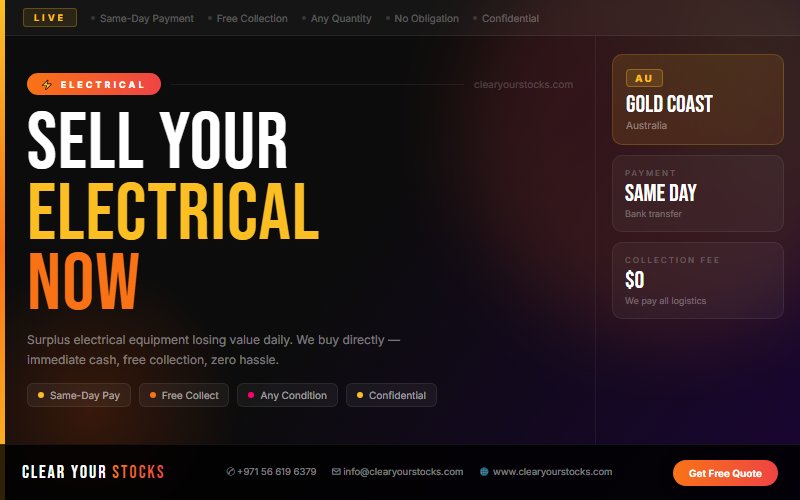 Non-Moving Electrical Stock in Gold Coast, Australia? Clear Your Stocks Buys It Today