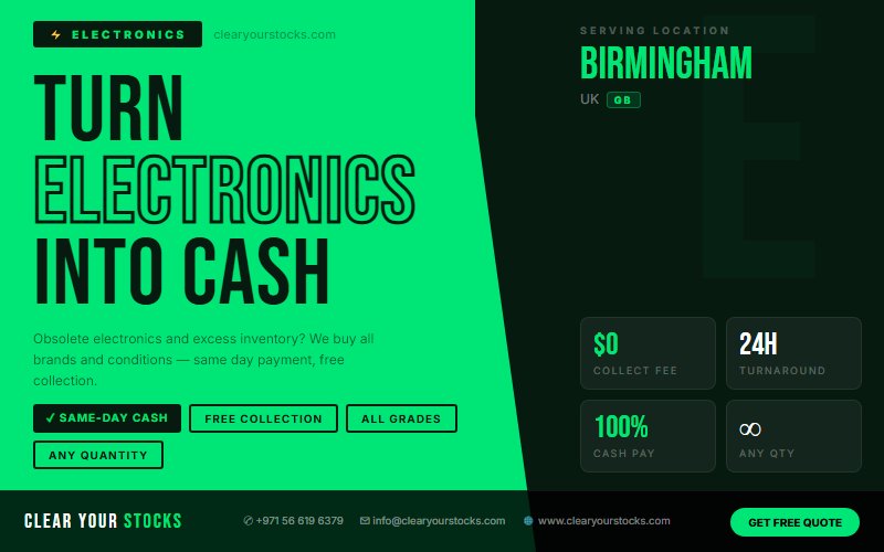 Overstock Electronics Buyers UK — Clear Your Birmingham, UK Warehouse Today