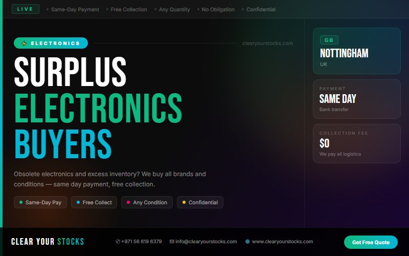 Excess Electronics in Nottingham, UK? We Buy Any Quantity with Immediate Payment