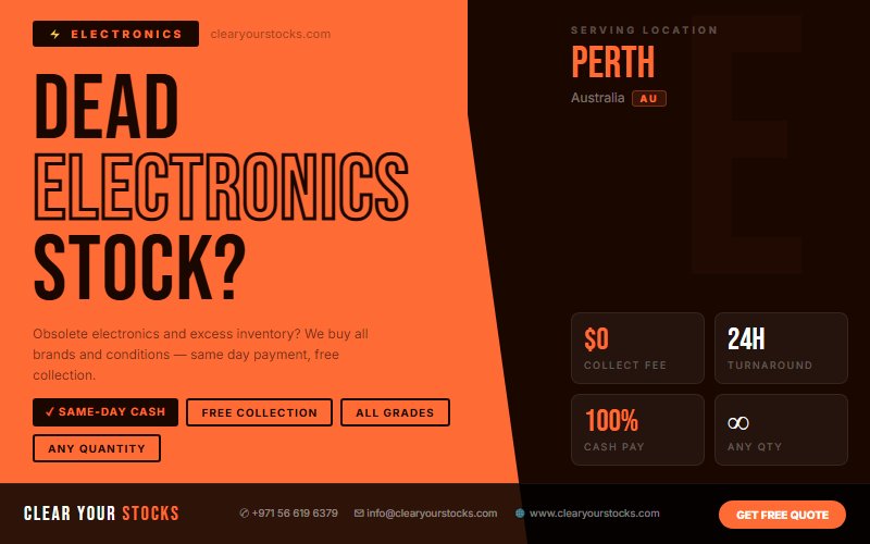 Non-Moving Electronics Stock in Perth, Australia? Clear Your Stocks Buys It Today