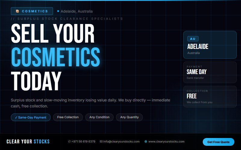 Liquidate Your Cosmetics Stock in Adelaide, Australia — Clear Your Stocks Pays Same Day