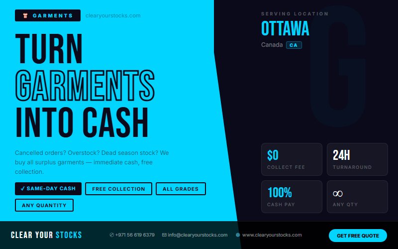 Dead Garments Stock in Ottawa, Canada? We Purchase It Immediately