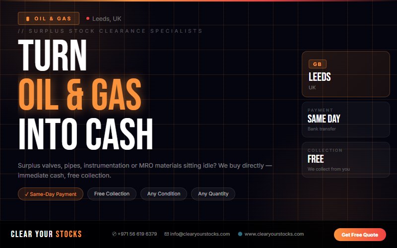 Dead Stock Buyers in UK — Oil & Gas Clearance Near Leeds, UK