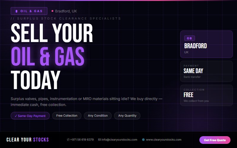 Non-Moving and Obsolete Oil & Gas Inventory in Bradford, UK — Sell It Fast