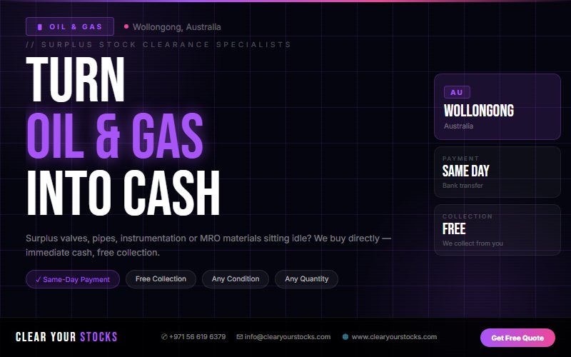 Oil & Gas Stock Clearance Buyers in Wollongong, Australia — Any Condition Accepted