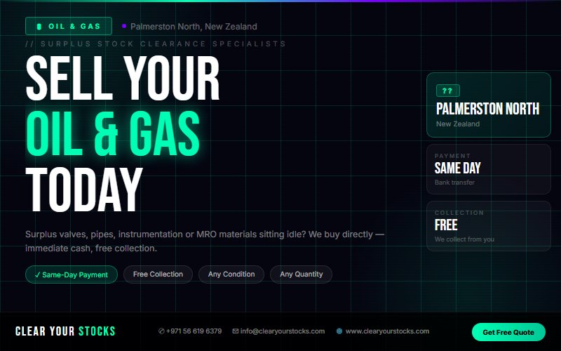 Sell Non-Moving Oil & Gas Inventory in Palmerston North, New Zealand — Same Day Payment
