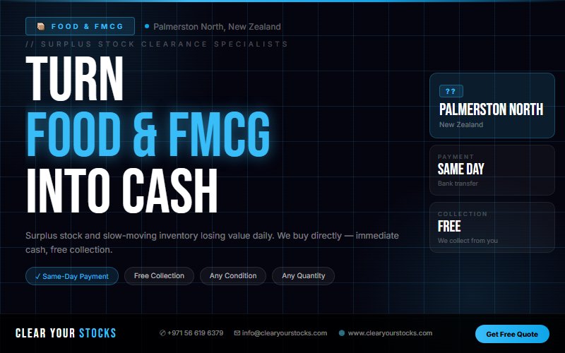 Get Immediate Cash for Your Surplus Food & FMCG Stock in Palmerston North, New Zealand Today