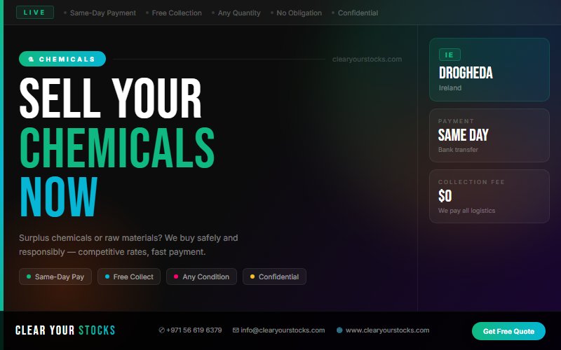 Convert Your Chemicals Warehouse Surplus in Drogheda, Ireland to Cash Today