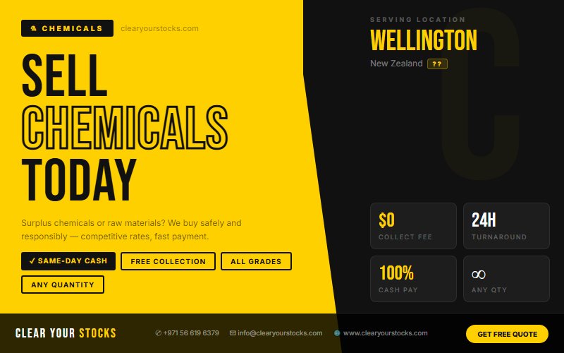 Obsolete Chemicals Inventory in Wellington, New Zealand — Turn It Into Cash Now
