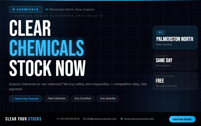 Nearest Chemicals Dead Stock Buyer in Palmerston North, New Zealand — Clear Your Stocks