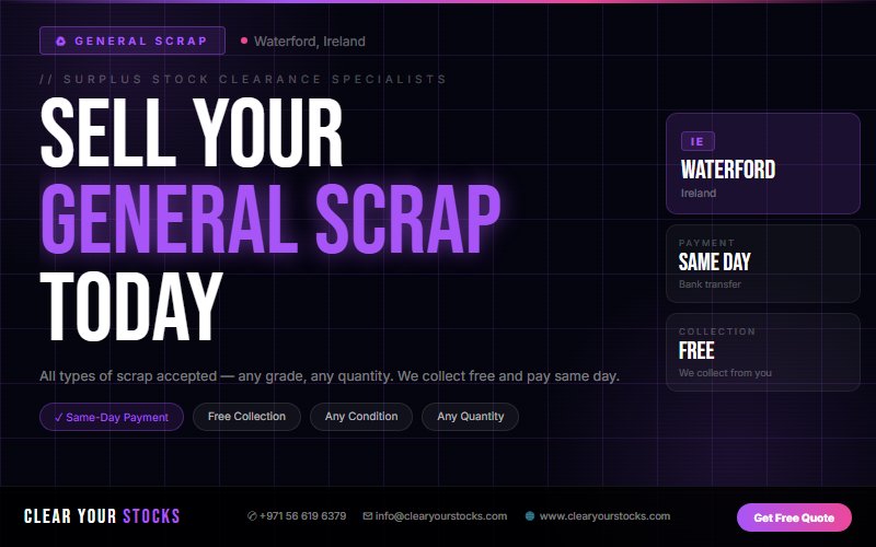 Excess General Scrap in Waterford, Ireland? We Buy Any Quantity with Immediate Payment