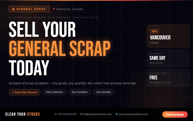 Nearest General Scrap Dead Stock Buyer in Vancouver, Canada — Clear Your Stocks