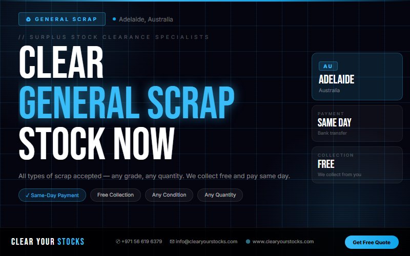 Adelaide, Australia Surplus General Scrap Stock Buyers — Fair Price, Fast Collection