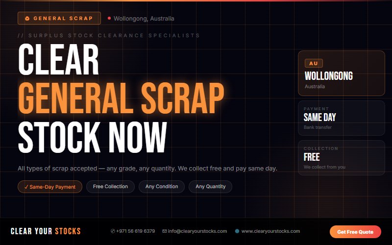 We Are Buying General Scrap Surplus Stock in Wollongong, Australia Right Now
